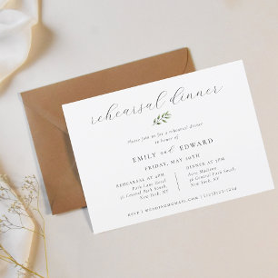 Elegant Sage Greenery Rehearsal Dinner Invitation