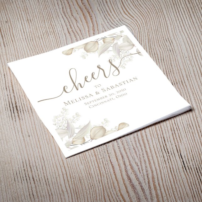 Elegant Sage Greenery Wedding Custom Napkin (Elegant wedding custom cocktail napkin with sage green greenery)