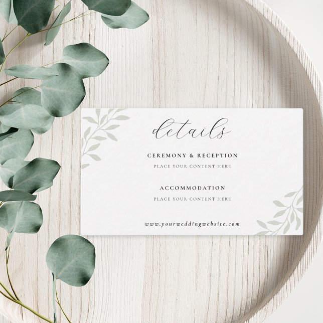 Elegant Sage Greenery Wedding Details Enclosure Card (Creator Uploaded)