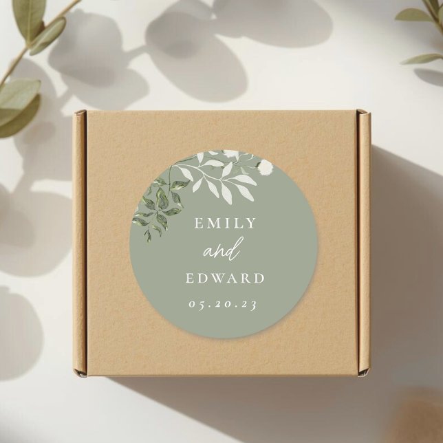 Elegant Sage Greenery Wedding Envelope Seal (Creator Uploaded)