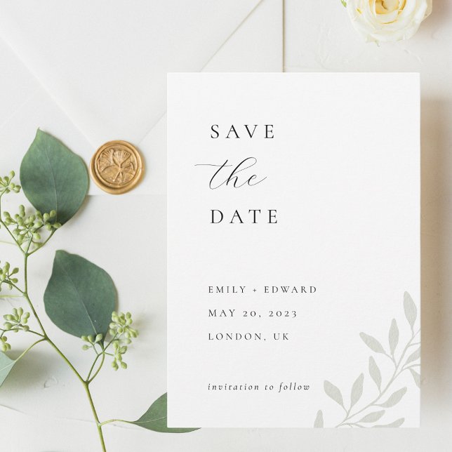 Elegant Sage Greenery Wedding Photo Save the Date  (Creator Uploaded)