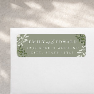 Elegant Sage Greenery Wedding Return Address Label