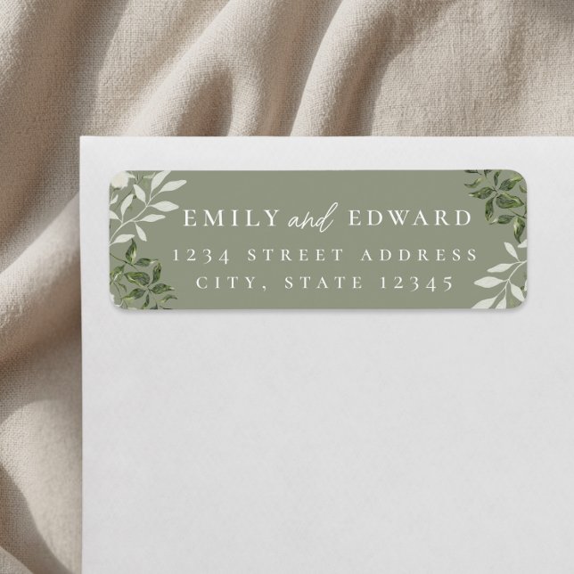 Elegant Sage Greenery Wedding Return Address Label (Creator Uploaded)
