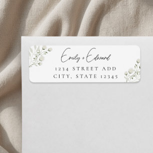 Elegant Sage Greenery White Floral Wedding Address Return Address Label