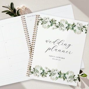 Elegant Sage Greenery & White Floral Wedding Planner