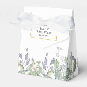 Elegant Sage Lilac Greenery Baby Shower Favour Box