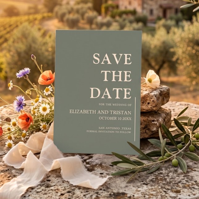 Elegant Sage Minimalist Wedding  Save The Date (Creator Uploaded)