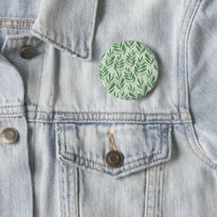 Elegant Sage & Olive Leaf Nature Pattern 6 Cm Round Badge