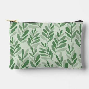 Elegant Sage & Olive Leaf Nature Pattern Accessory Pouch
