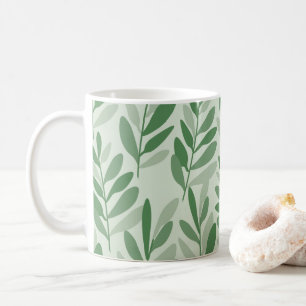 Elegant Sage & Olive Leaf Nature Pattern Coffee Mug