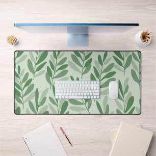 Elegant Sage & Olive Leaf Nature Pattern Desk Mat