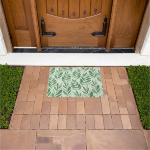 Elegant Sage & Olive Leaf Nature Pattern Doormat