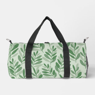 Elegant Sage & Olive Leaf Nature Pattern Duffle Bag