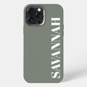 Elegant Sage personalised name simple iPhone 13 Pro Max Case