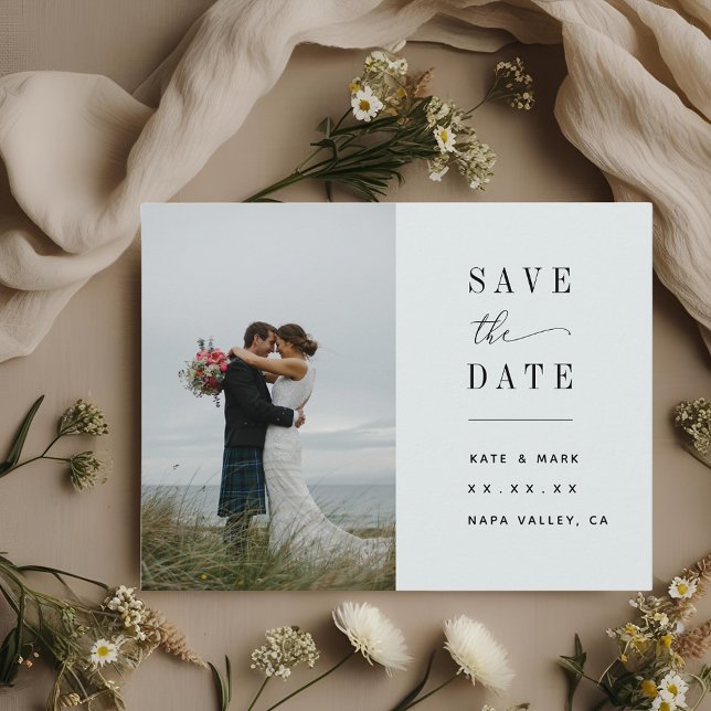 Elegant Sage Photo Wedding Save the Dates Postcard (Creator Uploaded)
