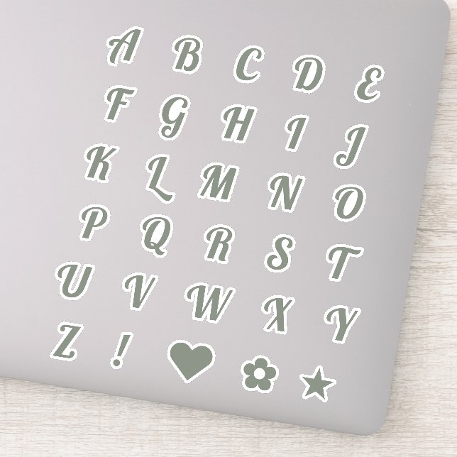 Elegant Sage Script Capital Letters Alphabet (Detail)