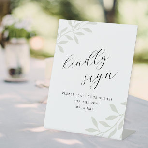 Elegant Sage Wedding Guest Book Pedestal Sign