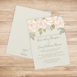 Elegant Sage with Blush Watercolor Floral Invitation