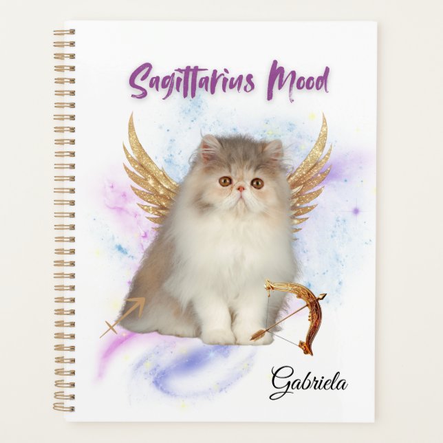 Elegant Sagittar Zodiac Cat Planner Notebook (Front)