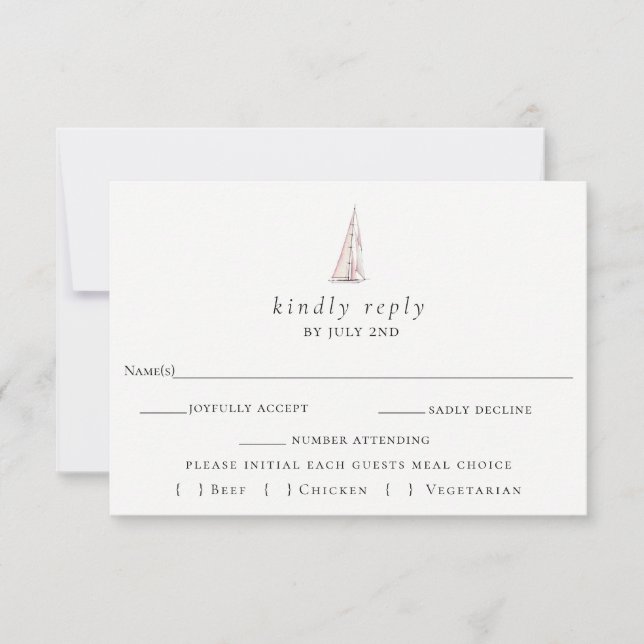 Elegant Sailboat Wedding RSVP Card (Front)