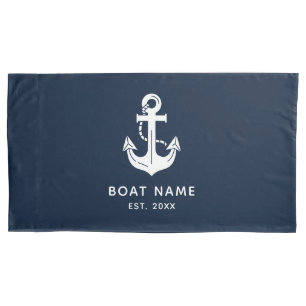 Elegant Sailing Vessel Name Est Year Branding Pillowcase