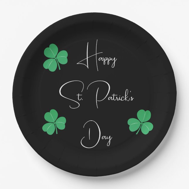 Elegant Saint Patricks Day Shamrock  Paper Plate (Front)