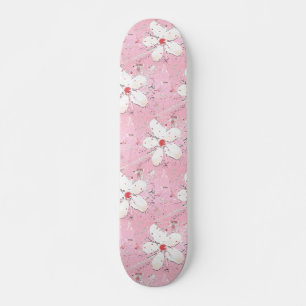 Elegant sakura cherry blossom pink floral girly skateboard