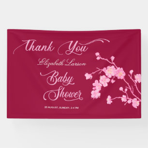 Elegant Sakura Cherry Blossoms Baby Shower Banner