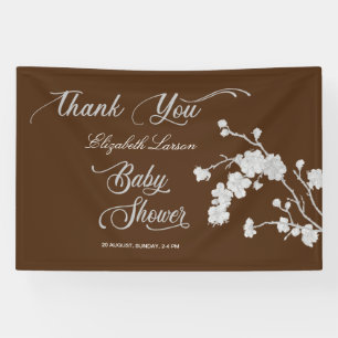 Elegant Sakura Cherry Blossoms Baby Shower Coffee Banner