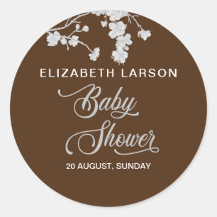 Elegant Sakura Cherry Blossoms Baby Shower Coffee Classic Round Sticker