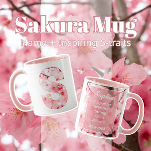 Elegant Sakura Custom Mug with Letter S