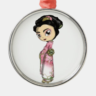 Elegant Sakura Geisha Metal Tree Decoration
