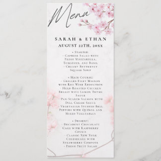 Elegant Sakura Pink floral Cherry Blossom Wedding Menu