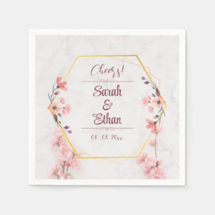 Elegant Sakura Pink floral Cherry Blossom Wedding Napkin