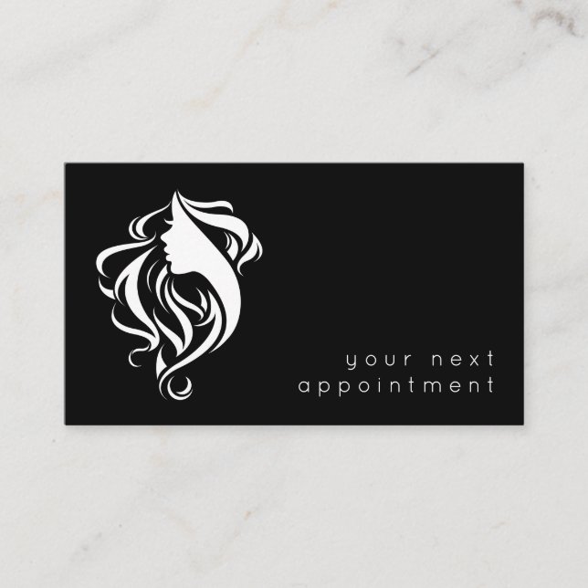 Elegant Salon Hairstylist Logo Appointment Business Card (Front)
