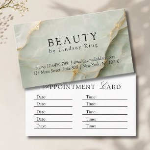 Elegant Salon Sage Green Marble Appointment Card
