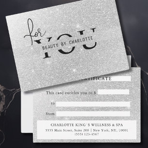Elegant Salon Silver Glitter Gift Certificate