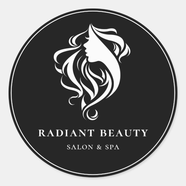 Elegant Salon Spa Modern Logo Black Classic Round Sticker (Front)