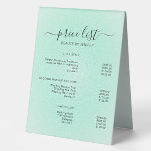 Elegant Salon & Spa Price List Table Tent