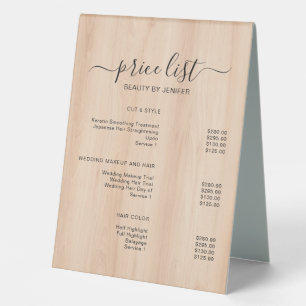 Elegant Salon & Spa Price List Table Tent