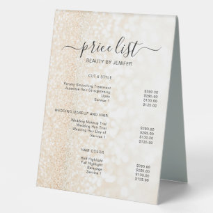 Elegant Salon & Spa Price List Table Tent