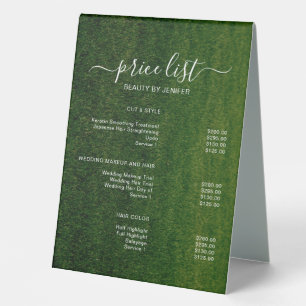 Elegant Salon & Spa Price List Table Tent