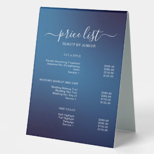 Elegant Salon & Spa Price List Table Tent