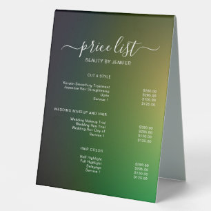 Elegant Salon & Spa Price List Table Tent
