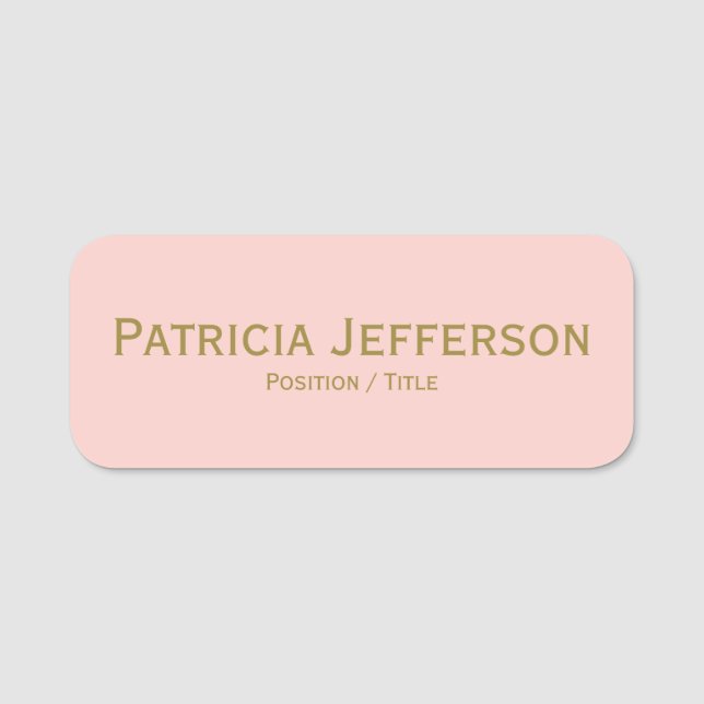 Elegant Salt Light Pink Gold Professional Name Tag (Front)