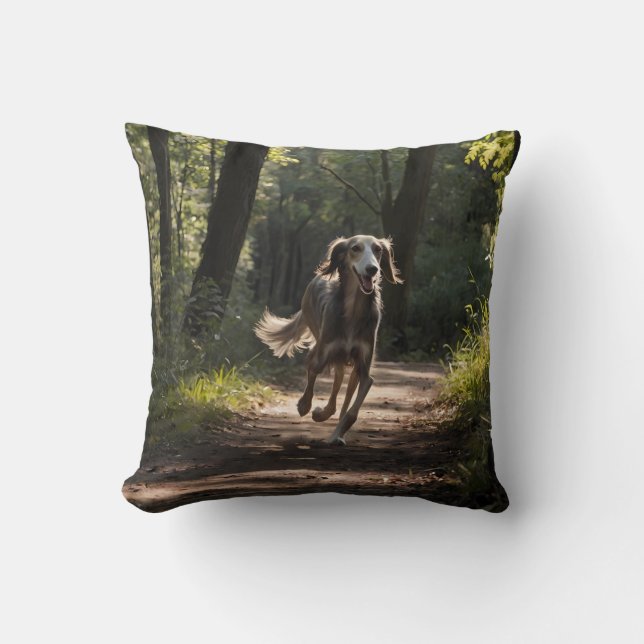 Elegant Saluki Throw Pillow (Front)