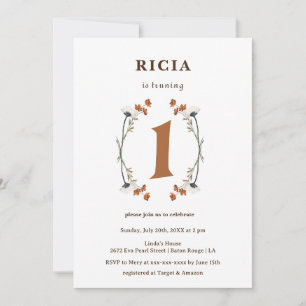 Elegant Sample Wildflower 1st Birthday  Invitation