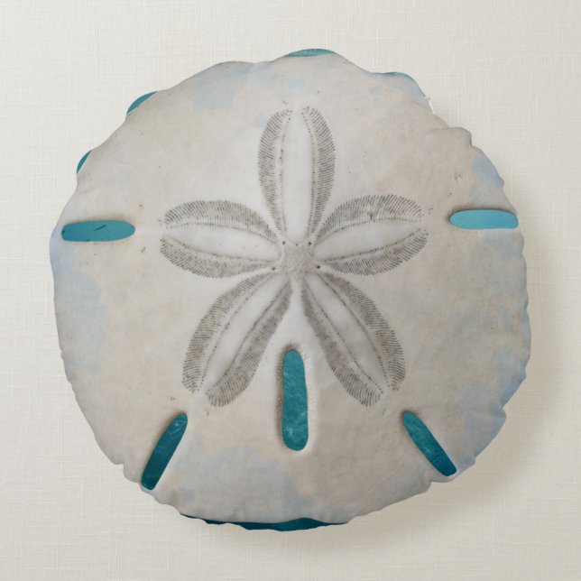 Elegant Sand Dollar Beach Decor Round Cushion (Back)