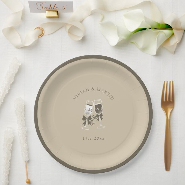 Elegant Sand Green Wedding Paper Plate (Wedding)
