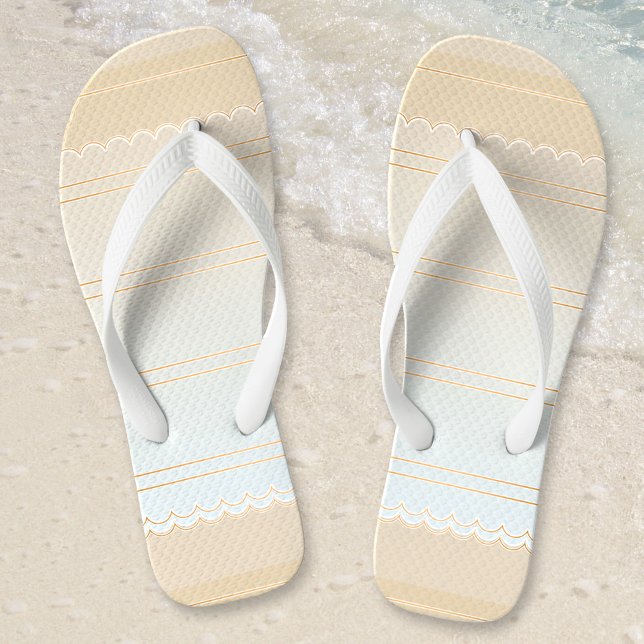 Elegant Sandy Beach Thongs (Elegant striped flip flops in soft pastel sandy beach colors)